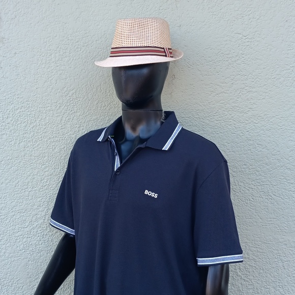 BOSS, HUGO BOSS (PERU) MEN'S LUXURY BLACK POLO W/CONTRASTING COLLAR/SLEEVES - Picture 10 of 16